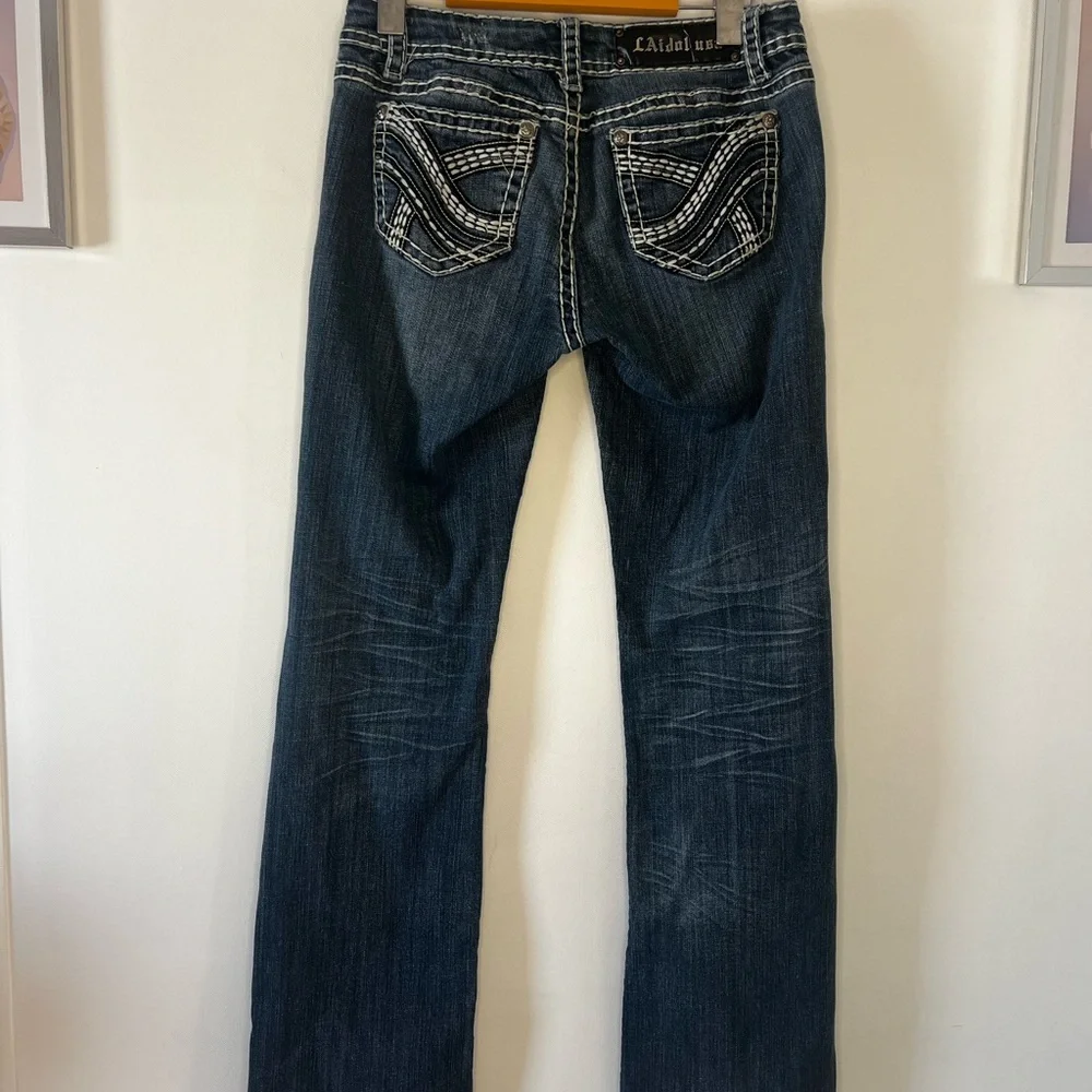 L.A. idol Women's Boot Cut Jeans - Dark Blue Wash - Picture 2 of 4